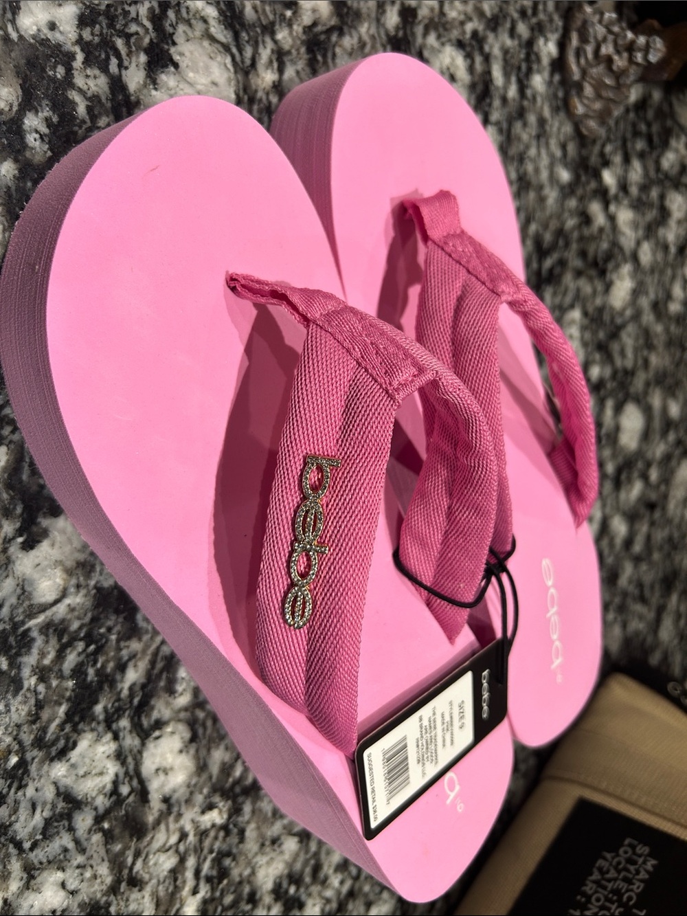 bebe Pink Platform Flip Flops